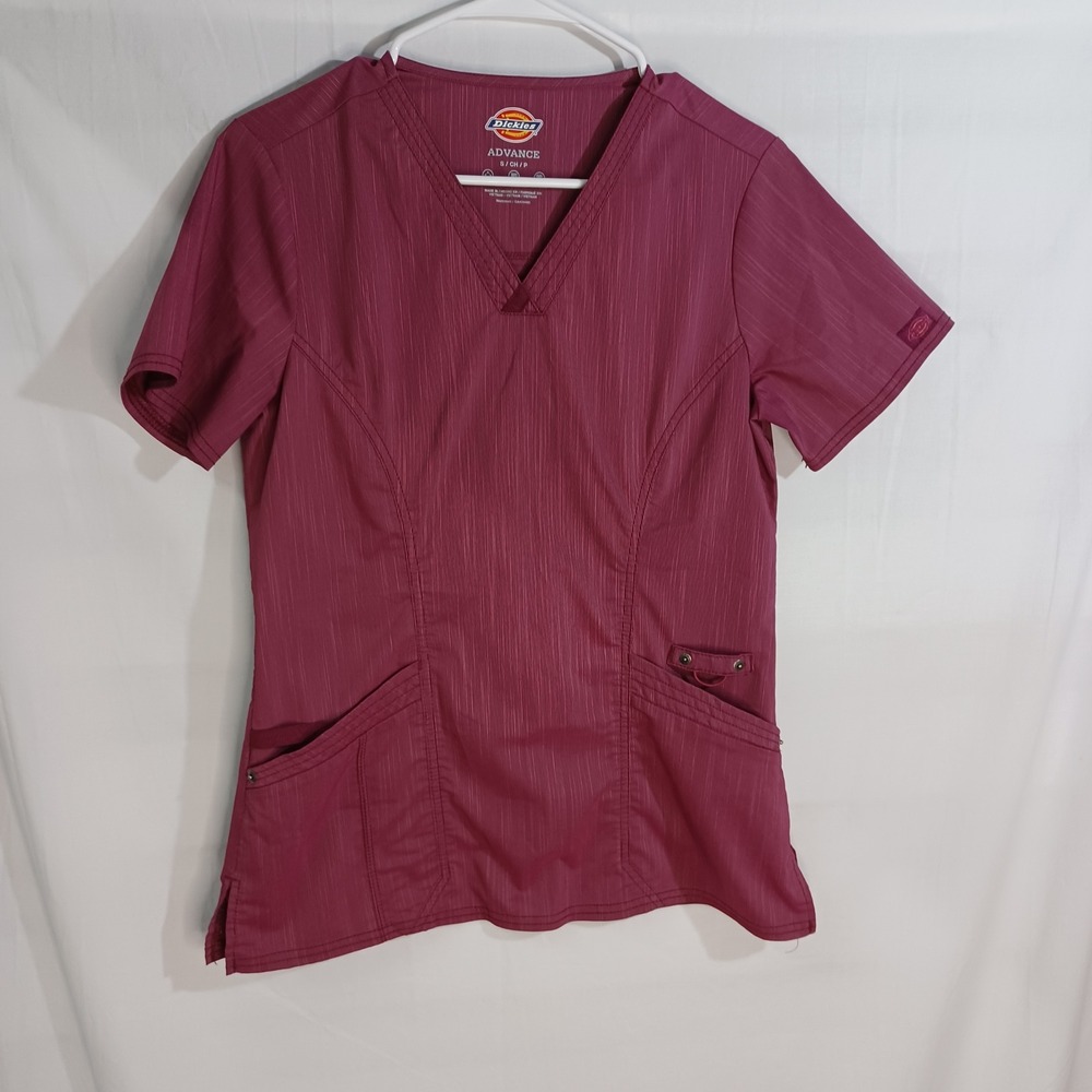 Women's Dickies Advance Red Stretch Scrubs Top & Bottom Set Size Small